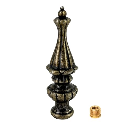 Antique Brass Metal Lamp Finials, Vintage Solid Decorative Bronzed Cap