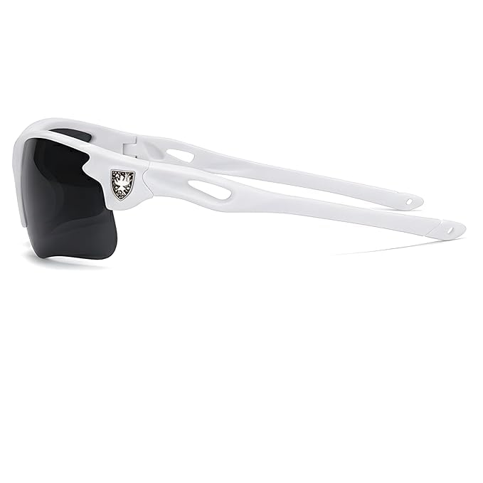 Image of Sports Sunglasses, Black /White | Full-Coverage UV400 Protection, Hydrophobic Mirrored Lens, Lightweight Shatterproof Design, Mercury