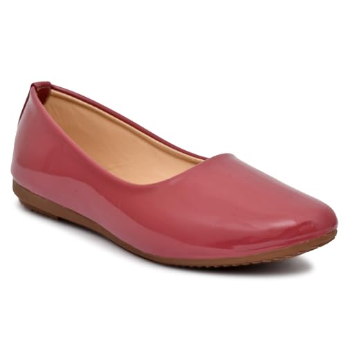 Image of MISS London Women's Bellies | Patent Leather Flats for Casual & Office Wear | Stylish & Comfortable | TPC Sole