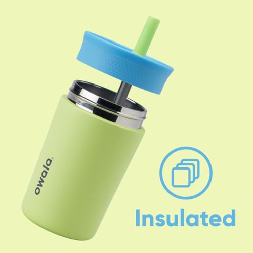 Owala Kids Insulation Stainless Steel Tumbler with Spill Resistant Flexible Straw, Easy to Clean, Kids Water Bottle, Great for Travel, Dishwasher Safe, 12 Oz, Blue and Light Green (Turtley Awesome) - Image 4