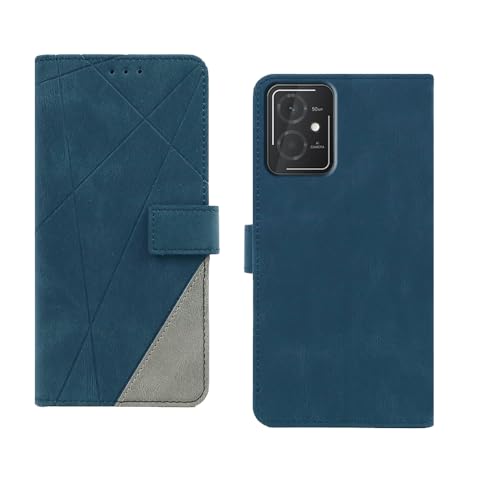 Image of amazon basics HMD Vibe 5G Flip Cover | Card Pockets Wallet & Stand | Flip Cover for HMD Vibe 5G (Blue with Grey)