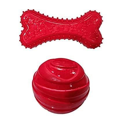 Dog Trust Chew Dog Toy Combo Red Ball + Red Bone for Puppies/Dogs (B09VDF7YR7) Amazon Price History, Amazon Price Tracker