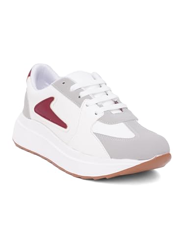 Image of TRYME Women Casual Sneakers Lace-Up Design Soft Cushioned Insole Comfortable Walking Shoes Stylish
