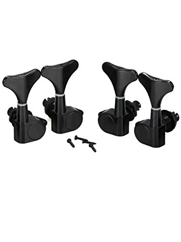 2+2 Sealed Bass Guitar Tuning Pegs Keys 2R2L Machine Head Tuners for Precision Bass and Jazz Bass, Black