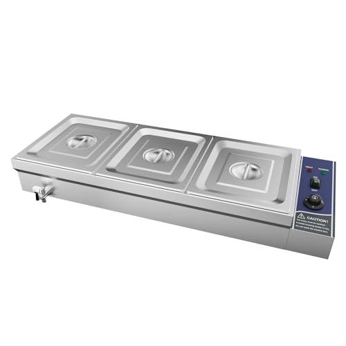TAIMIKO Bain Marie - Wasserbad Speisenwärmer Buffetwärmer Elektrisch für Speisen (3 Pots)