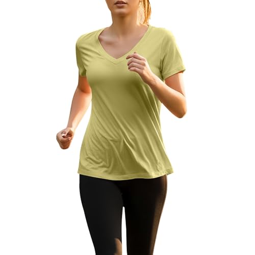 T-shirt femme avec rembourrage poitrine intégré : haut léger d'été col V confortable