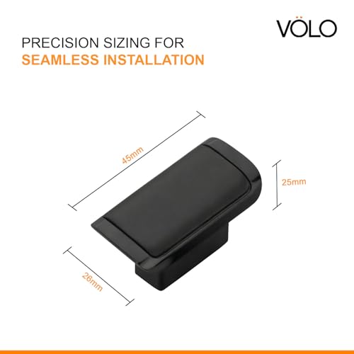 Image of VOLO Rectangular Drawer Knob 4 Piece | Cabinet Cupboard Wardrobe Drawer Knob | Kitchen Furniture Cabinet Knob | Black Finish | with Screws