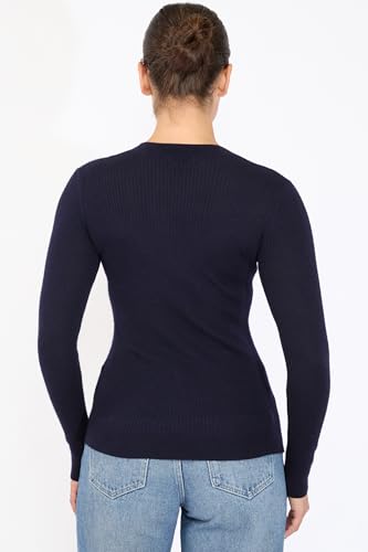 Image of JENNIE LIU Tissue Weight Cashmere Silk Rib-Knit Crewneck Sweater