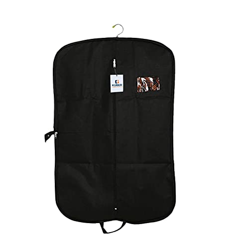 Image of Kuber Industries Suit covers with zip for Men, Women|foldable Blazer cover|Cloth Organizer for Wardrobe|Transparent Window & Premium Zipper|Pack of 2 (Black)
