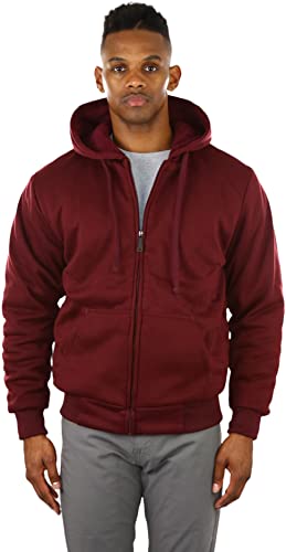 Image of ToBeInStyle Men's Polar Fleece Long Sleeve Zip Up Kangaroo Pocket Cold Weather Hoodie Jacket