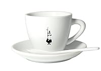 Bialetti Y0TZ099 Tazzina Cappuccino Istituzionale (con Piattino),Porcellana, 1 Stück (1er Pack), Weiß
