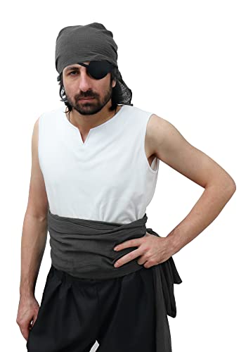 Kuoin Pirate Cosplay Headband And Waist Sash 2Pcs Medieval Costume Accessories (Black) #TOP1