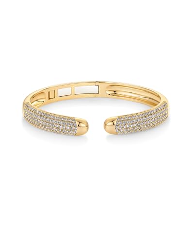 PAVOI 14K Gold Plated Cubic Zirconia Pave Bangle for Women | Cuff Bracelet3