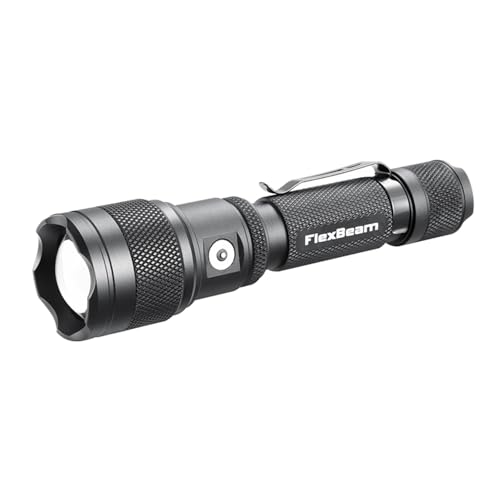 Powertac Flexbeam Tactical Flashlight – 700m Long Throw Zoomable LED, 1200 Lumens, 6 Modes, Rechargeable, Waterproof EDC Torch with Memory Function, Clip & Momentary On for Hunting, Outdoor, Emergency