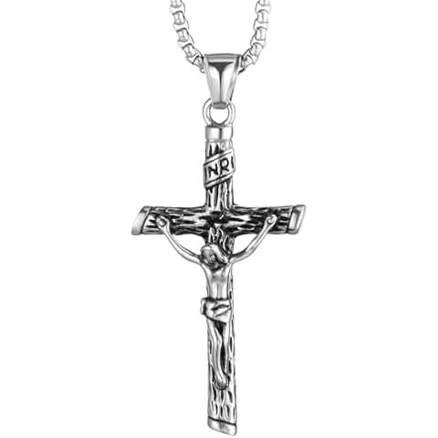 LeapoFaith Cross Necklace Pendant Car Rearview Mirror Hanging Charm Crucifix Men Women Car Mirror Hanging Accessories Ornament Religious Jesus Car Decor for Auto Vehicle Truck (Silver) Cover