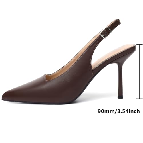Image of RIBONGZ Sexy Slingback Pumps Elegant Dressy Heels for Women Closed Toe Pointy High Heels Wedding Bride Prom Party Evening Shoes