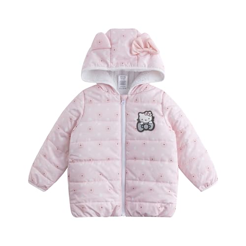 Hello Kitty Sanrio Girls Hooded Puffer Jacket with Ears for Toddler and Big Kids2
