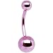 14 Gauge Curved Barbell Light Pink Belly Ring 7/16"