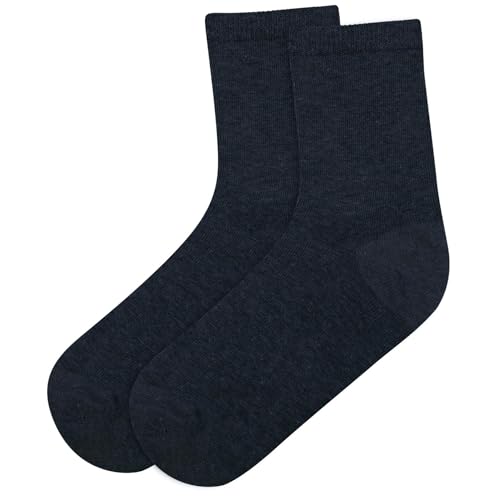 A2Z 4 Kids School Socks Pack Of 6 Boys Girls Children Back to School Cotton Rich Plain Crew - Socks 970 6 Pack Navy 10-143