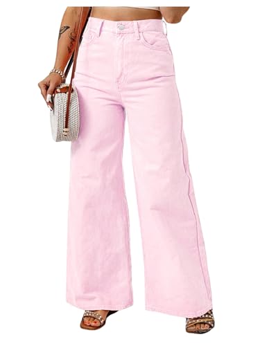 SOLY HUX Women's Wide Leg High Waisted Loose Jeans Dressy Casual Denim Pants