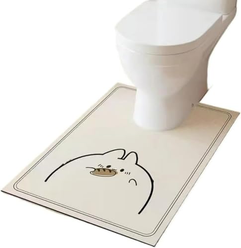 Shisuncne トイレマット 大きいトイレマット バスルームマット ラグ ロング 耳長ロング 拭ける 浴室足ふき 北欧 かわいい U型 踏み心地良い 速乾 強力吸水 洗える 滑り止め (60*90cm,ウサギ)