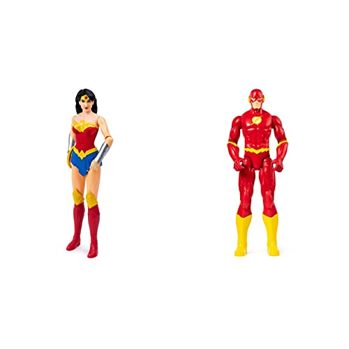 dc comics, Figura de acción de Wonder Woman de 30 cm & MUÑECO Flash 30 CM - Figura Flash Articulada de 30 cm Coleccionable - 6056779 - Juguetes niños 3 años +