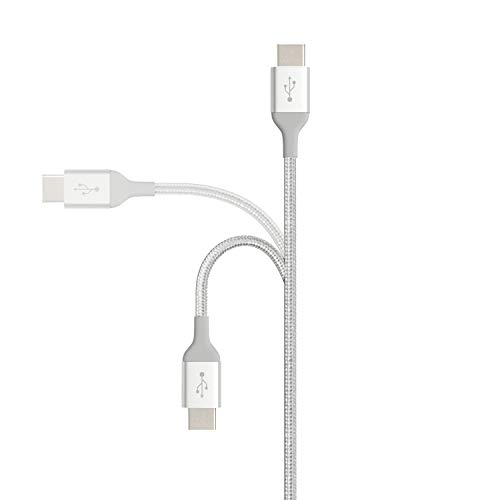 Image of Amazon Basics Double Braided Nylon USB-C to USB-C 2.0 Fast Charging Cable, 3A - 10-Foot, Silver