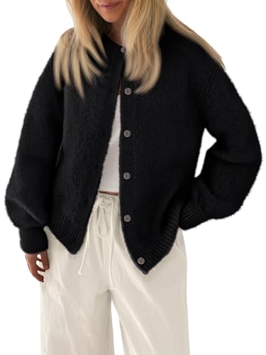 LILLUSORY Womens Crew Neck Button Down Cozy Cardigan Sweater Fall Outfits 2025