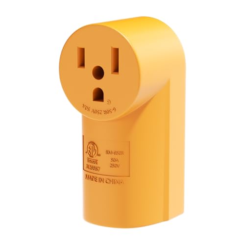 RVGUARD 50 Amp NEMA 6-50R Surface Mount Receptacle 125/250 Volt Power Outlet Yellow ETL Listed