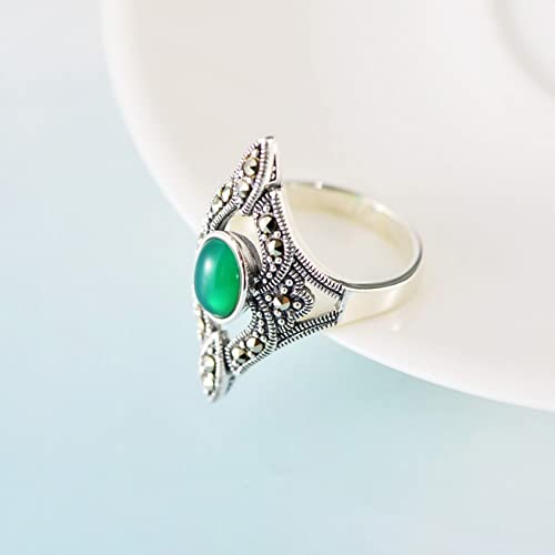Bagues en argent sterling : offrez un bijou rétro unique à l'agate verte - 3