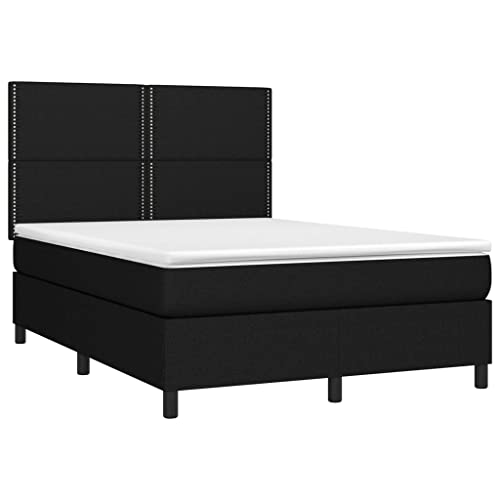 Mimdixy Bettrahmen Doppelbettgestell Funktionsbett,Boxspringbett mit Matratze & LED Schwarz 140x200 cm Stoff,Bett Für Schlafzimmer Und Wohnzimmer,Modern,Einfache Montage – Bild 5