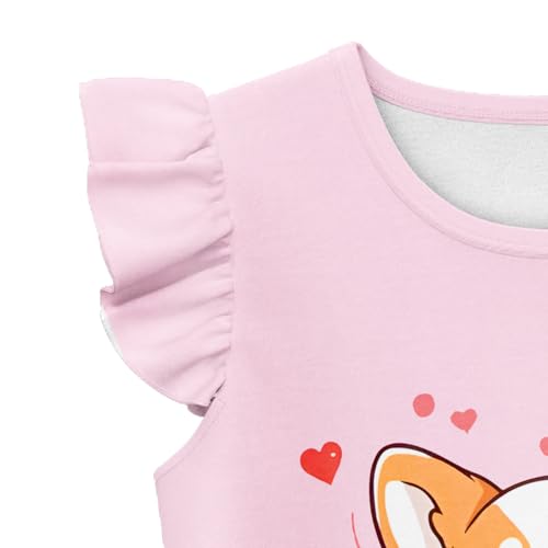 LQSZ Girls Pajamas Flutter Sleeve Toddler Girl Summer Pajamas 2 Piece Pjs Set Sleepwear for Girls 3-10 Years2