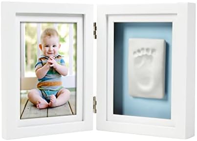 Pearhead Babyprints Newborn Baby Handprint and Footprint Desk Photo Frame & Impression Kit, Excellent Mothers Day, Baptism or Christening Gift, White