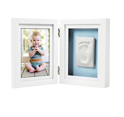 Pearhead Babyprints Newborn Baby Handprint and Footprint Desk Photo Frame & Impression Kit, Excellent First Fathers Day Gift for Dad, New Dad Gifts, White