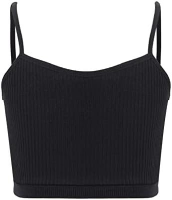 dPois Girls Dance Crop Tank Tops Spaghetti Straps Sports Yoga Bras Seamless Gym Training Vest Underwear