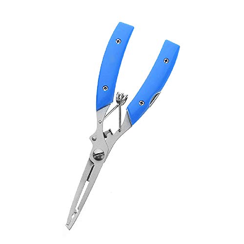 HIHUHEN Stainless Steel Fishing Pliers, Multi Function Fishing Line Cutters and Hooks Remover Fishing Scissors with Formed Sheath Bag (Blue)