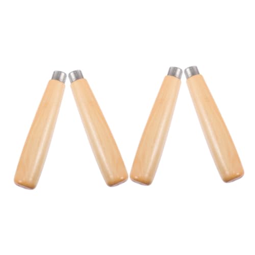 ELAYARD 4個 木製ファイルハンドル 耐久性のある木材製 切削工具用交換グリップ 滑り止め設計で 性向上 取り付け簡単で作業効率アップ