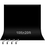 EMART 10x20フィート ブラック写真背景スクリーン 写真撮影用 大型ネグロスドレープ パーティー背景カーテン、ポリエステル生地シート ビデオスタジオポートレート写真撮影