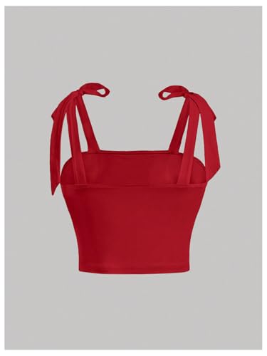 SOLY HUX Girl's Bow Tie Sleeveless Crop Top Ruched Square Neck Summer Going Out Cami Tank Shirts2