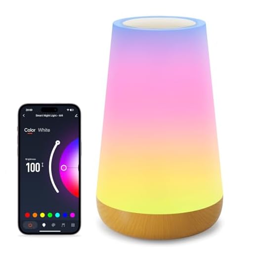Auxmir Smart Nachttischlampe Nachtlicht Touch Dimmbar RGBICWW, WLAN LED Tischlampe DIY 100+ Modi APP Steuerung von Alexa Google Assistant, Stilllicht Kinder mit Timer für Schlafzimmer, Netzbetrieben