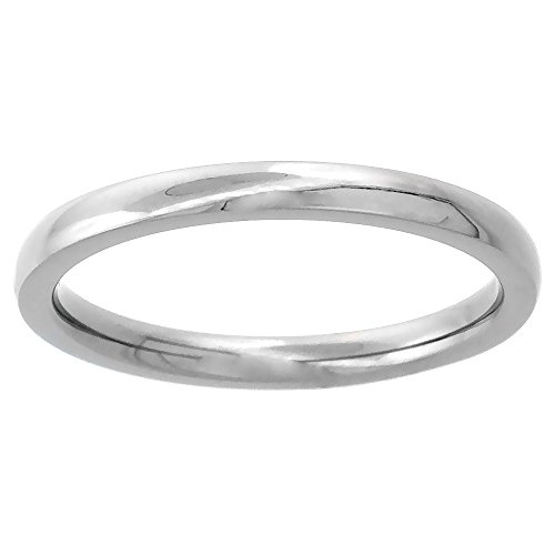 Sabrina Silver 2mm Titanium Wedding Band/Thumb Ring Plain Thin Comfort-Fit High Polish Sizes 7.5