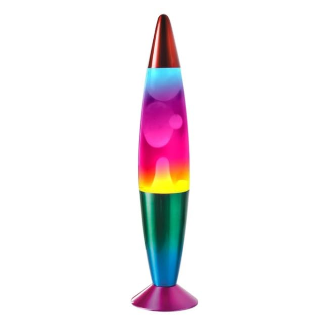 16" Lava Lamp – Rainbow/Multicolour | Retro Motion Light with Real Wax | Soothing Swirling Glow | Mains Powered Lava Lamp with Cable Switch | Includes E14 25W R39 Bulb | Relaxing Ambient Lighting