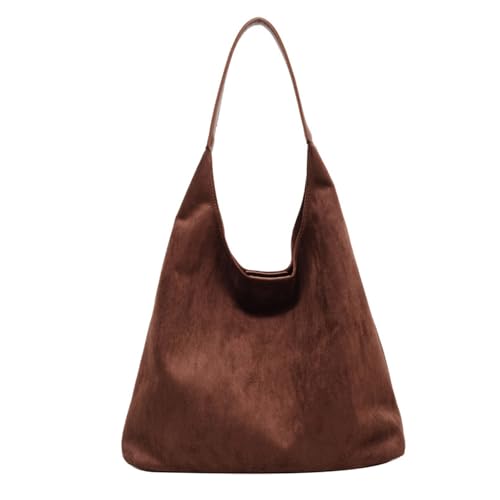 Suede Shoulder Bag for Women, Brown Suede Hobo Purse, Autumn and Winter Casual Wandering Shoulder Bag