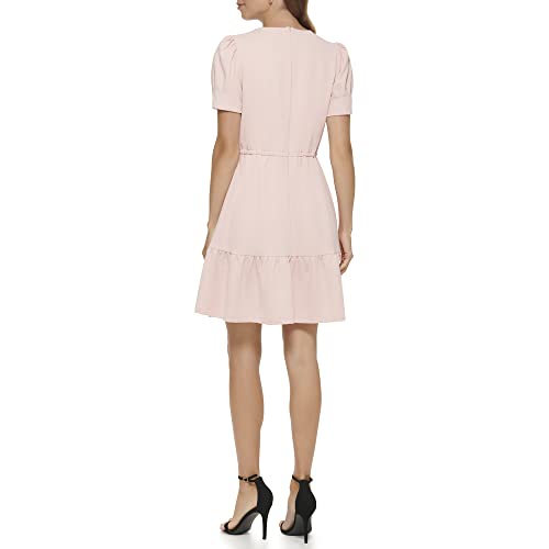 Image of DKNY Women's Puff Sleeve Ruffled Fit Dress
