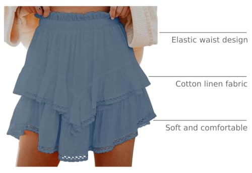 Image of Aoudery Flowy Shorts for Women Casual Boho Ruffle Tiered Skorts High Waist Mini Skirts Golf Tennis Crochet Shorts