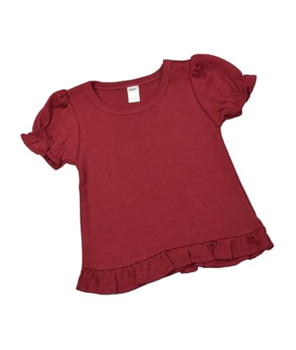 Image of Monag Kids Toddler Girls Short Sleeve Ruffle Tshirt, Blank Girls Ruffle Top, Solid Ruffle Shirts