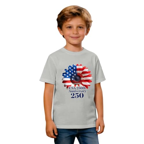 Generico 2026 Maglietta Bambino Stampa Grafica Cartoni Animati Maniche Corte Top Casual Comodo Indossare Tutti Giorni (Light Gray, 3-4 Years)