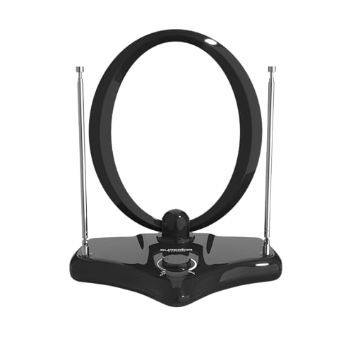 Antena de TV electrónica Superior para Interiores con amplificación de hasta 30dB, Ideal para la recepción de señal Digital terrestre - Negro - NAI-001