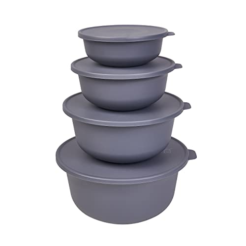 UANDU Lot de 4 boîtes de conservation avec couvercle, en plastique sans BPA, boîte de rangement de cuisine, porte-conservation, saladier, saladier, empilables, bols de service, bowl Cover