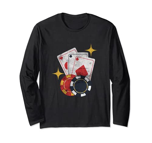 Funny Poker Playing Casino Donor Design Poker Player Long Sleeve T-Shirt, Black